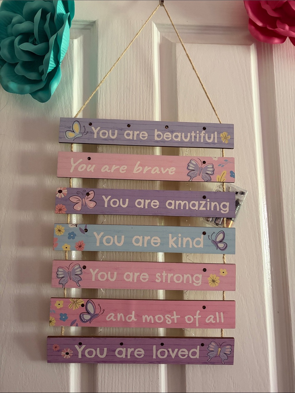 Inspirational Pastel Wood Hanging Sign - You Are Loved